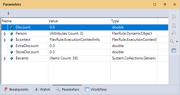 Parameter response in DRD V10
