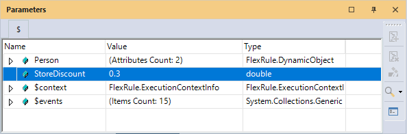 Parameter window V10