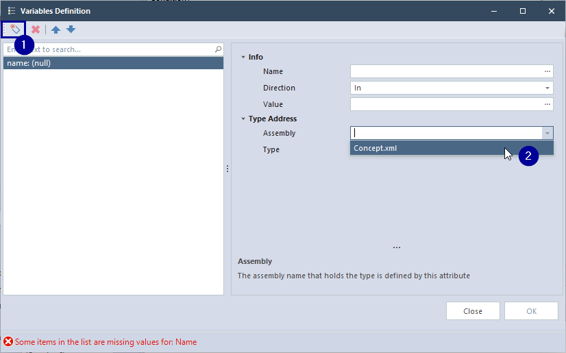 Select concept in variable def V10