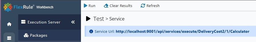 Test Run Service URL