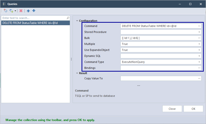 Delete Execute non query