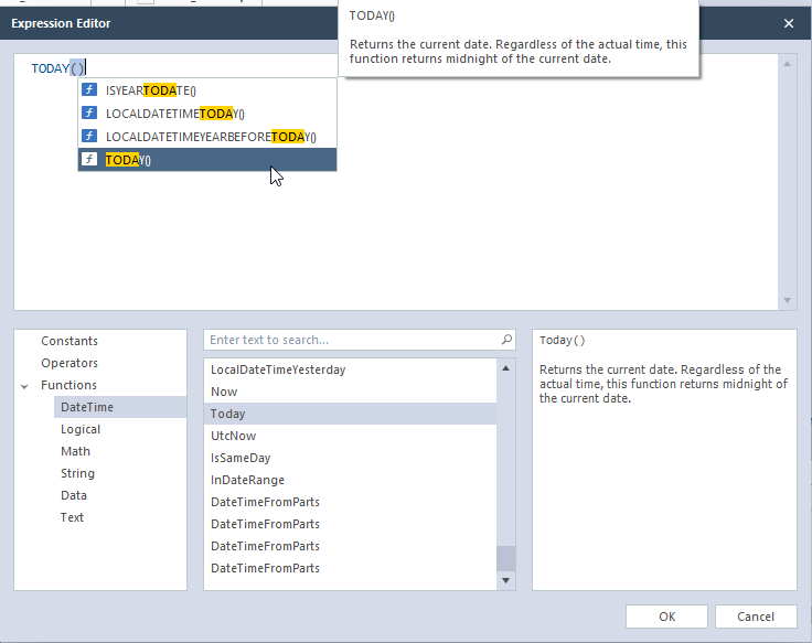 Expression editor QB V10 2
