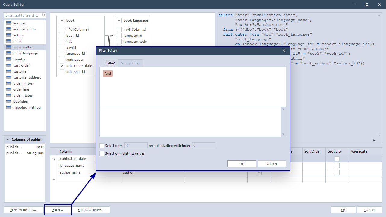 Filter in QB V10