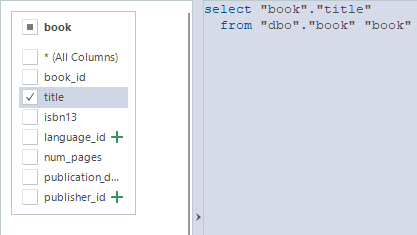 Include column on Query V10