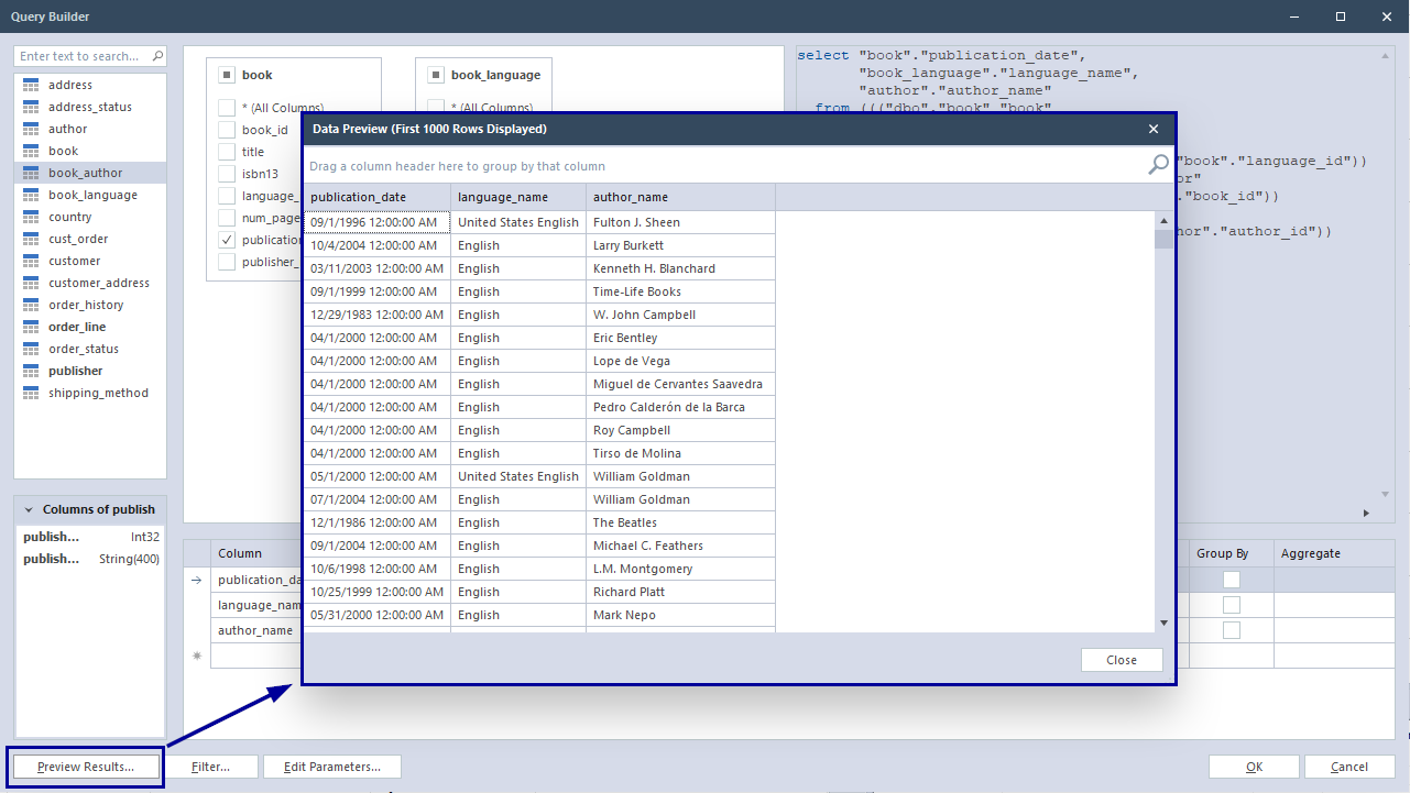 Preview results QB V10