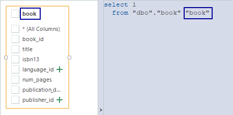 QB table query first stage V10