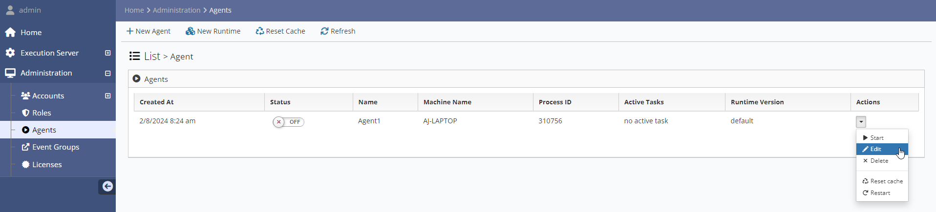 Update Executing Agent Runtime - FlexRule Resource Hub