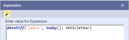 Detail of the Expression builder modal
