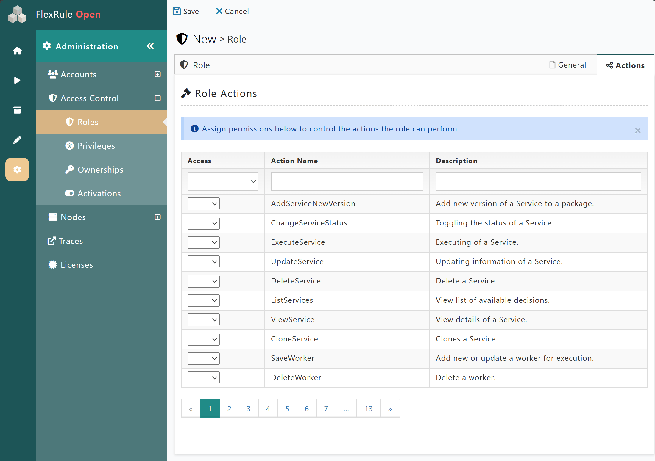 ManageRoles - NewRole_actionsTab