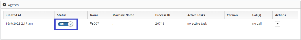 Trouble shooting details specifying to check if the Agent is enabled in the Workbench Agent list view