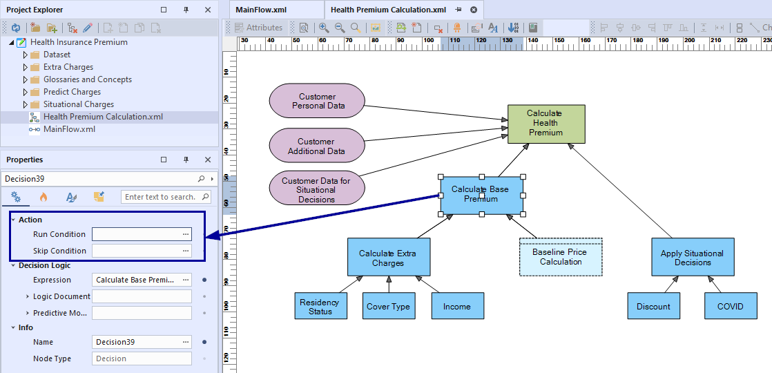 Decision Graph with Run conditioin