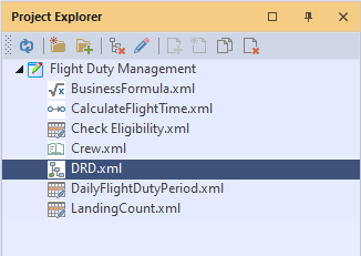 Logic documents for the project displayed in the Project Explorer menu.