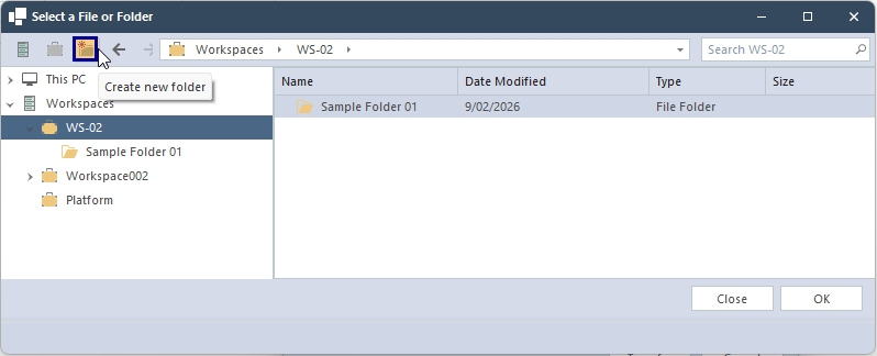 Create Folder in Workspace 2