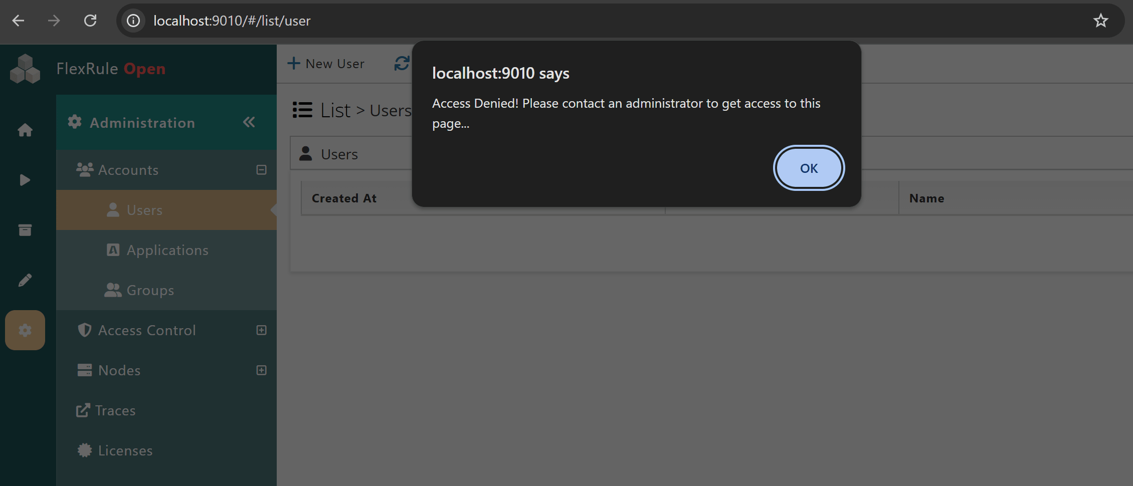 ManageGroups - Example_User1AccessDenied