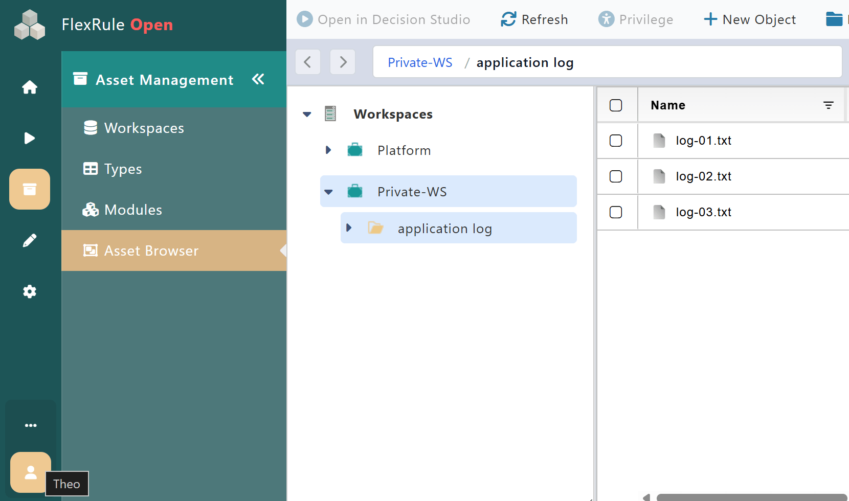 PrivilegeExample1 - Step4-TheosView