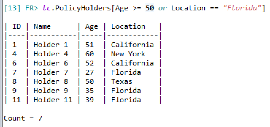 LiveContext Filter 6 - Or Operator