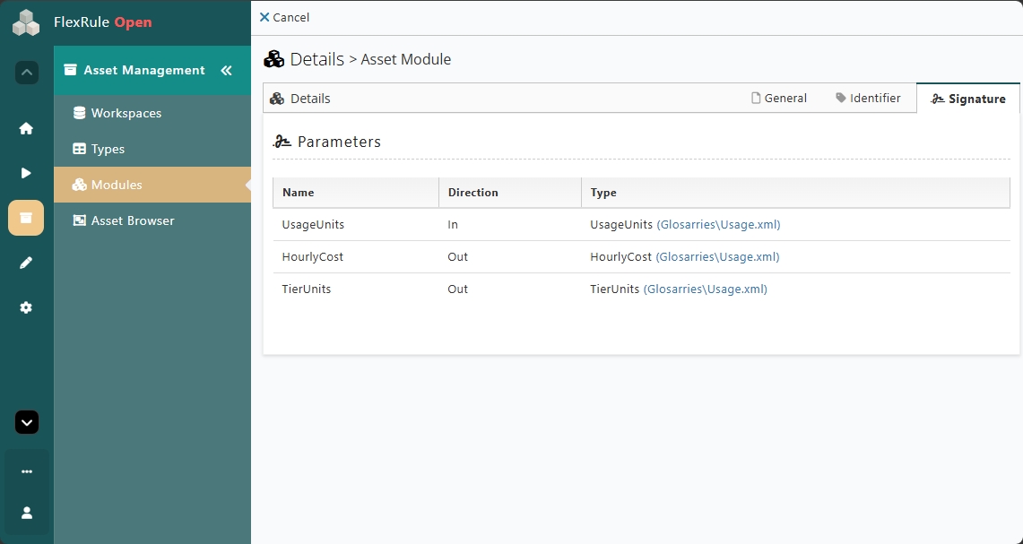 Asset Module Signature