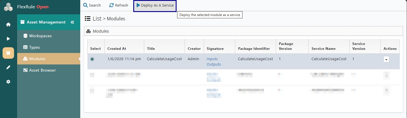 Module Deploy as a service