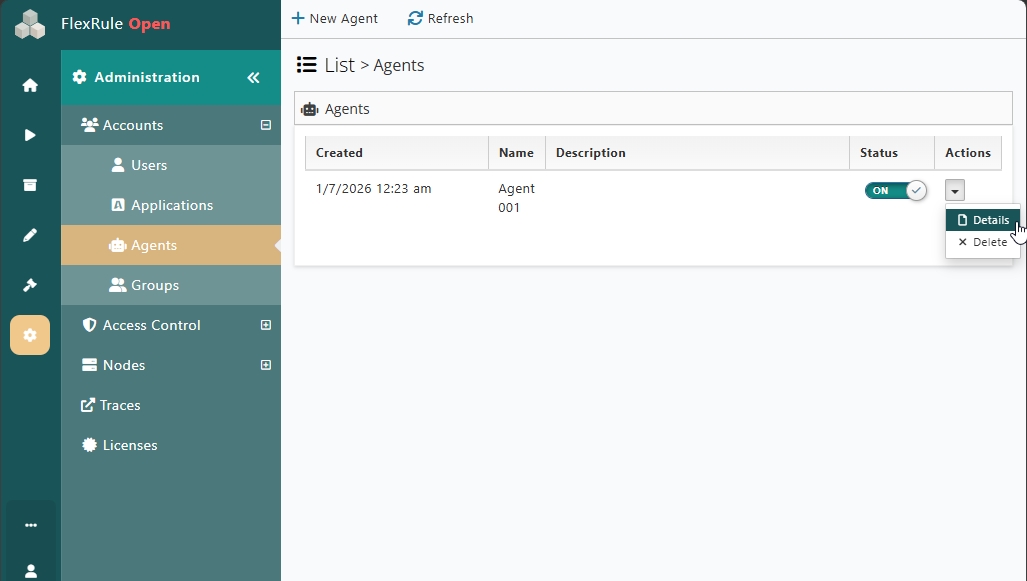 Creating Agent key
