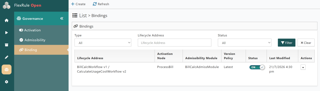 LifecycleGoverningTools - CreatedBinding