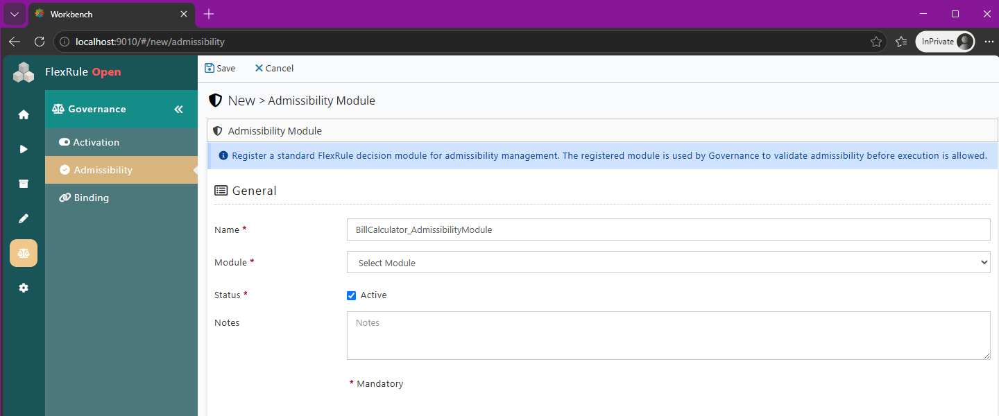 AdmissibilityModule - Register