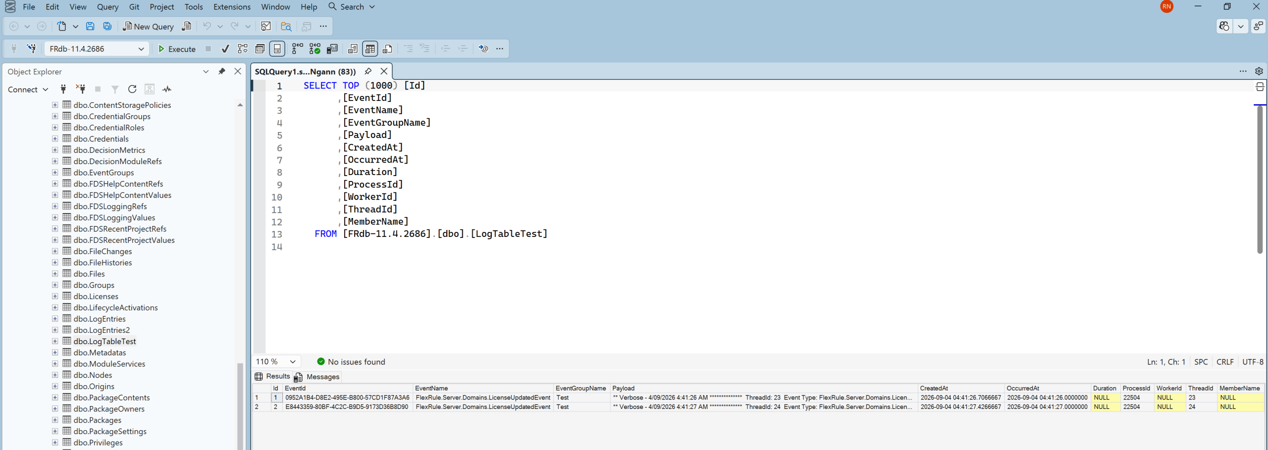 Database Trace Logs